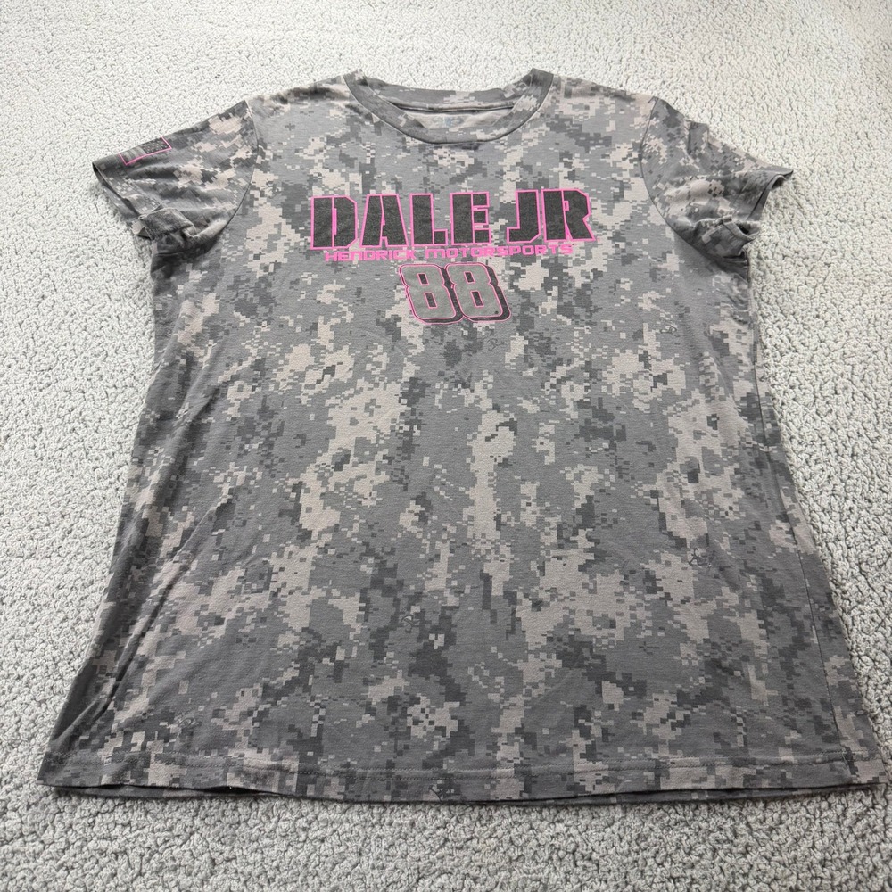 Dale Earnhardt Jr Hendrick Motorsports 88 Camo T-Shirt Womens 2XL Grey Pink - Picture 2 of 7